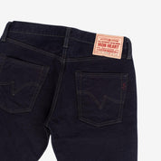 Image showing the IH-777S-142od - 14oz Selvedge Denim Slim Tapered Cut Jeans - Indigo Overdyed Black which is a Jeans described by the following info 777, Bottoms, Iron Heart, Jeans, Released, Tappered and sold on the IRON HEART GERMANY online store