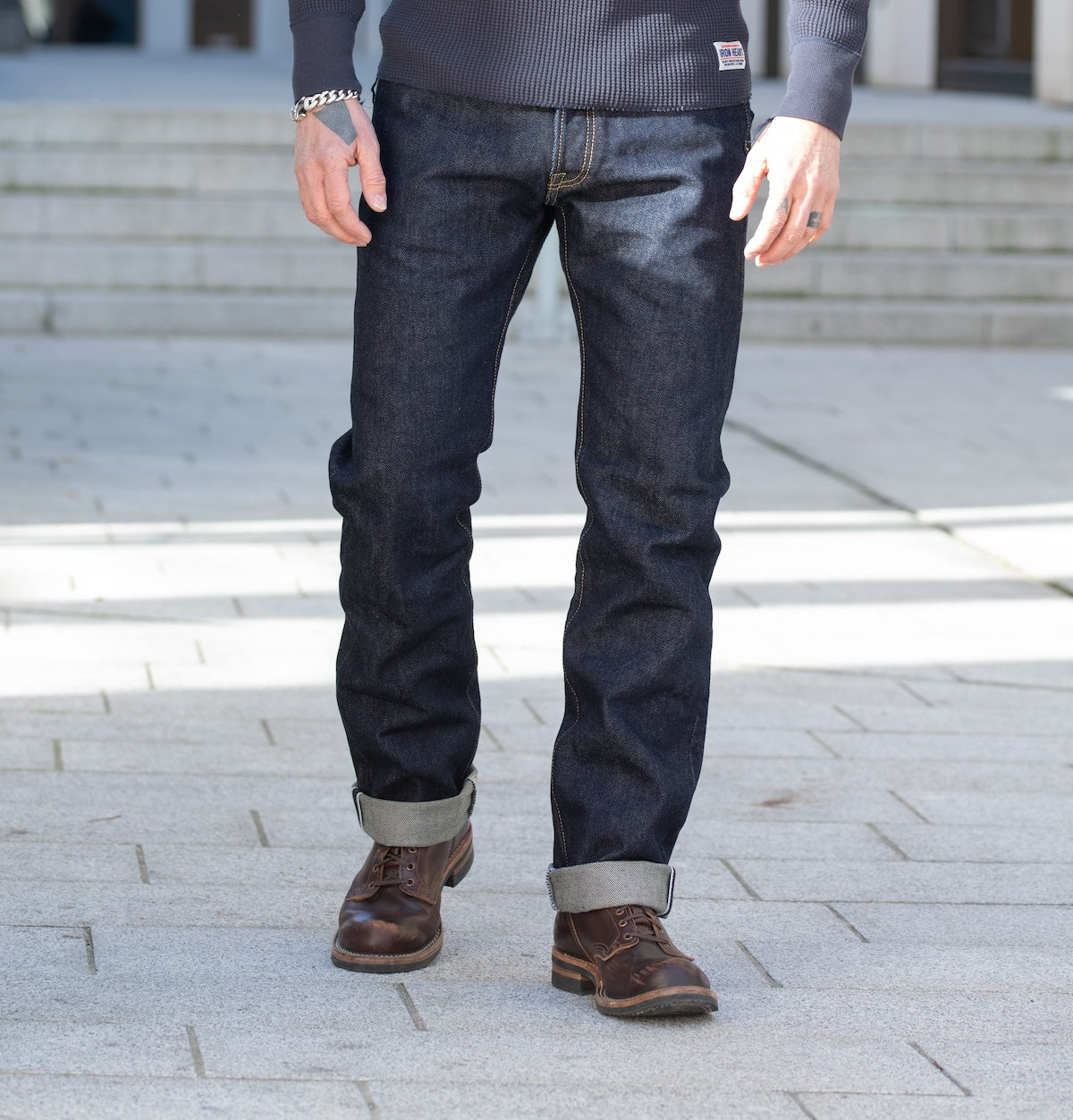 IH-888S-21 - 21oz Selvedge Denim Medium/High Rise Tapered Cut Jeans - Indigo