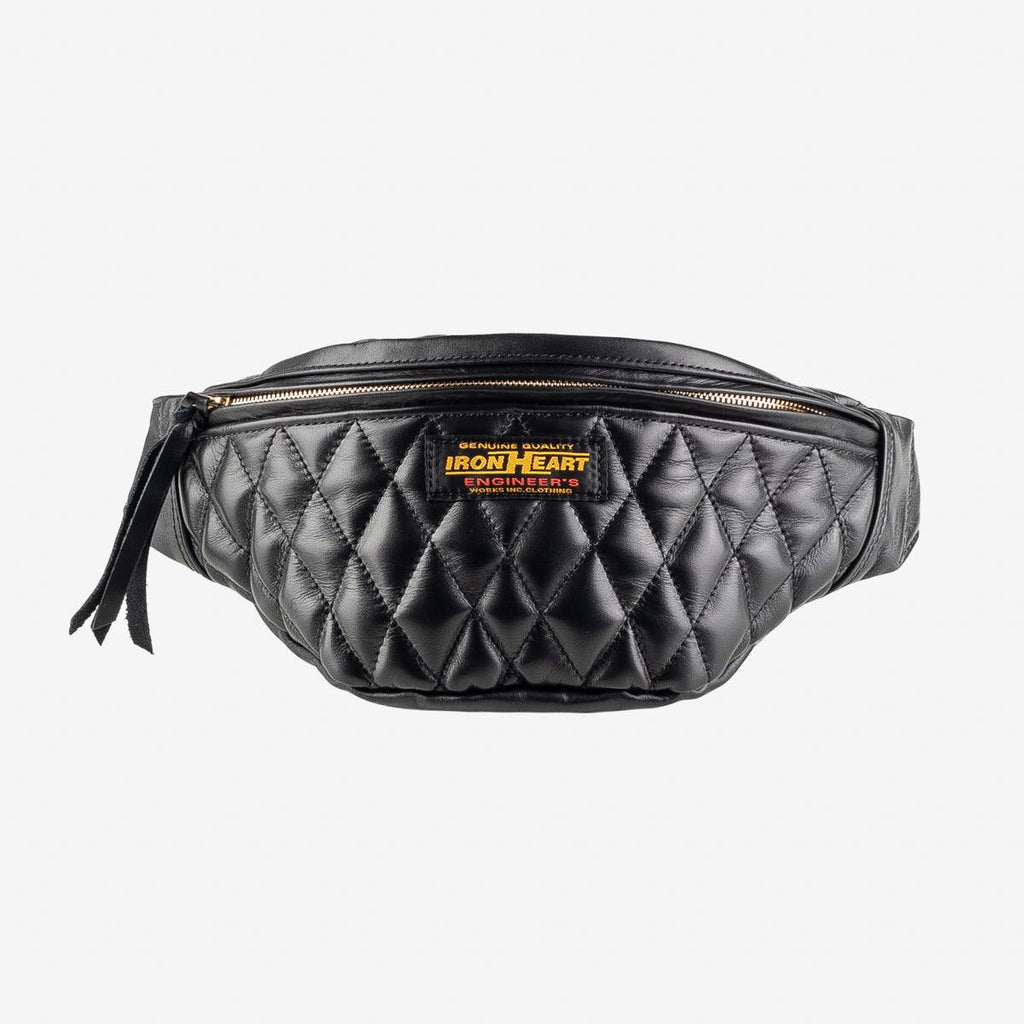 Image showing the IHE-45-BLK - Diamond Stitched Leather Waist Bag - Black which is a Others described by the following info Accessories, Iron Heart, New, Others, Released and sold on the IRON HEART GERMANY online store