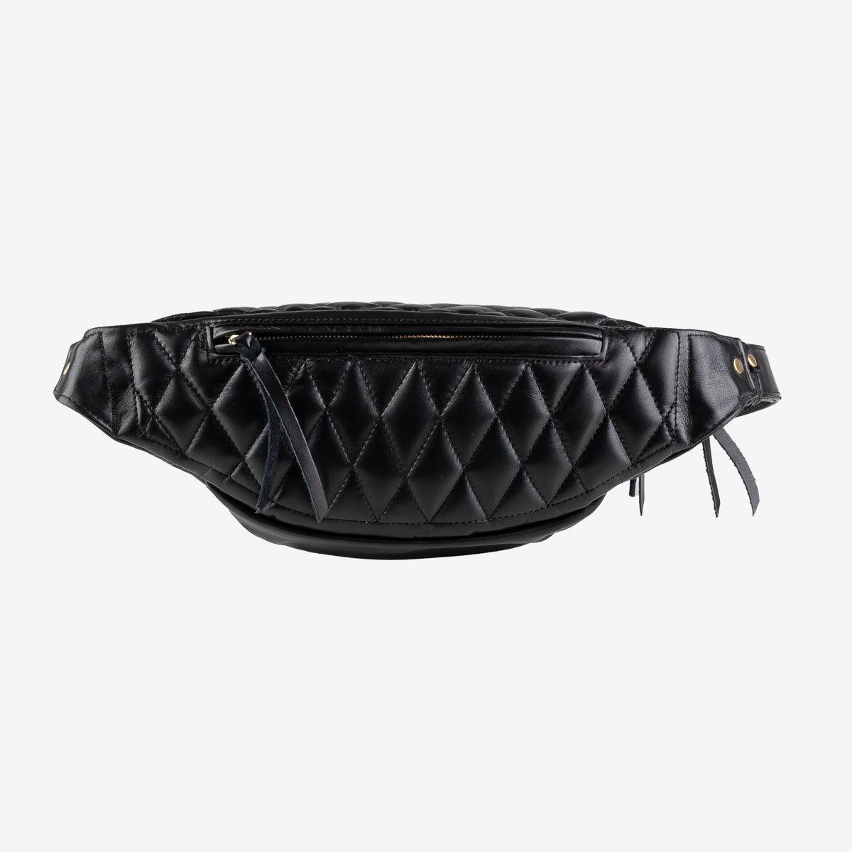 Image showing the IHE-45-BLK - Diamond Stitched Leather Waist Bag - Black which is a Others described by the following info Accessories, Iron Heart, New, Others, Released and sold on the IRON HEART GERMANY online store