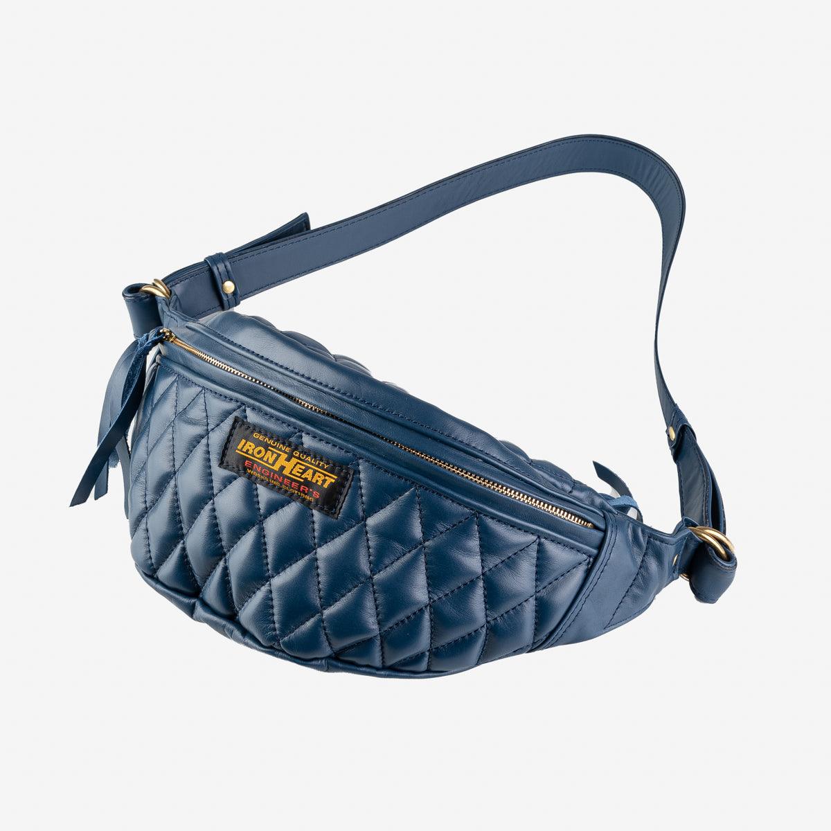 IHE-45-NAV - Diamond Stitched Leather Waist Bag - Navy – IRON