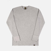 Cotton Knit Crew Neck L/S Thermal Sweater - Grey