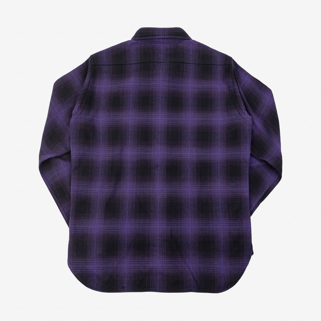 IHSH-265-PUR - Ultra Heavy Flannel Ombré Check Work Shirt - Purple/Black