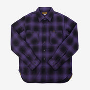 IHSH-265-PUR - Ultra Heavy Flannel Ombré Check Work Shirt - Purple/Black