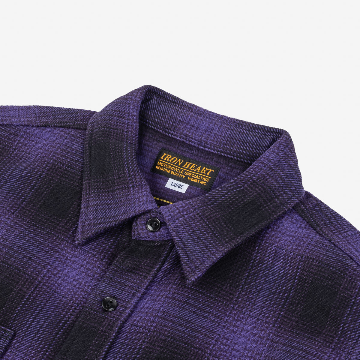 IHSH-265-PUR - Ultra Heavy Flannel Ombré Check Work Shirt - Purple/Black