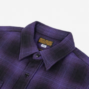 IHSH-265-PUR - Ultra Heavy Flannel Ombré Check Work Shirt - Purple/Black