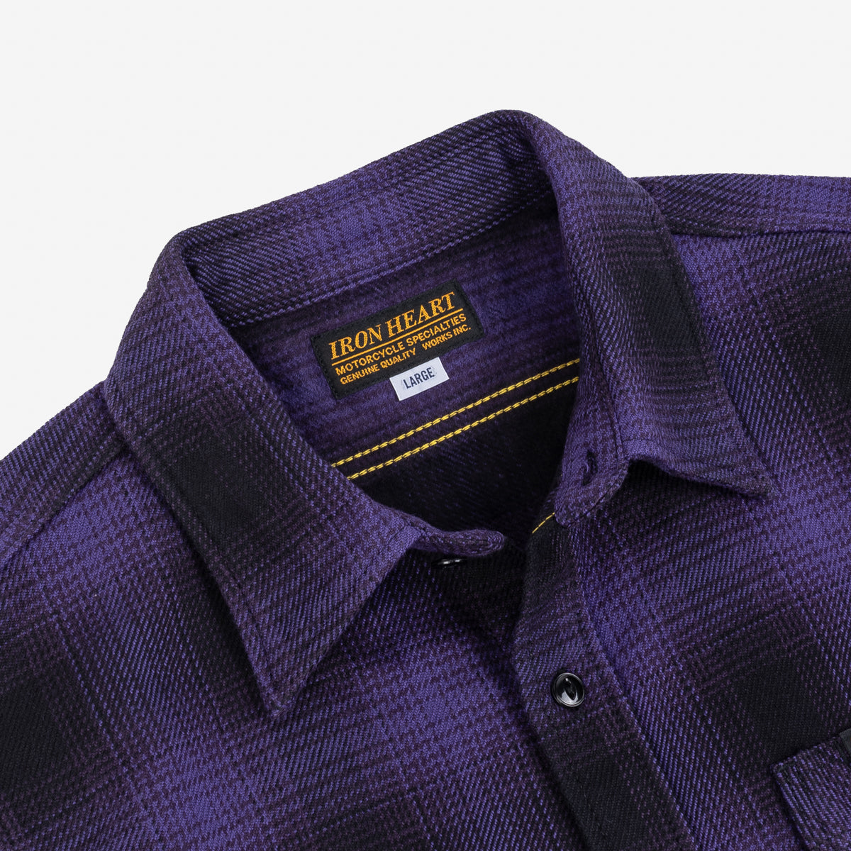 IHSH-265-PUR - Ultra Heavy Flannel Ombré Check Work Shirt - Purple/Black