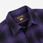 IHSH-265-PUR - Ultra Heavy Flannel Ombré Check Work Shirt - Purple/Black
