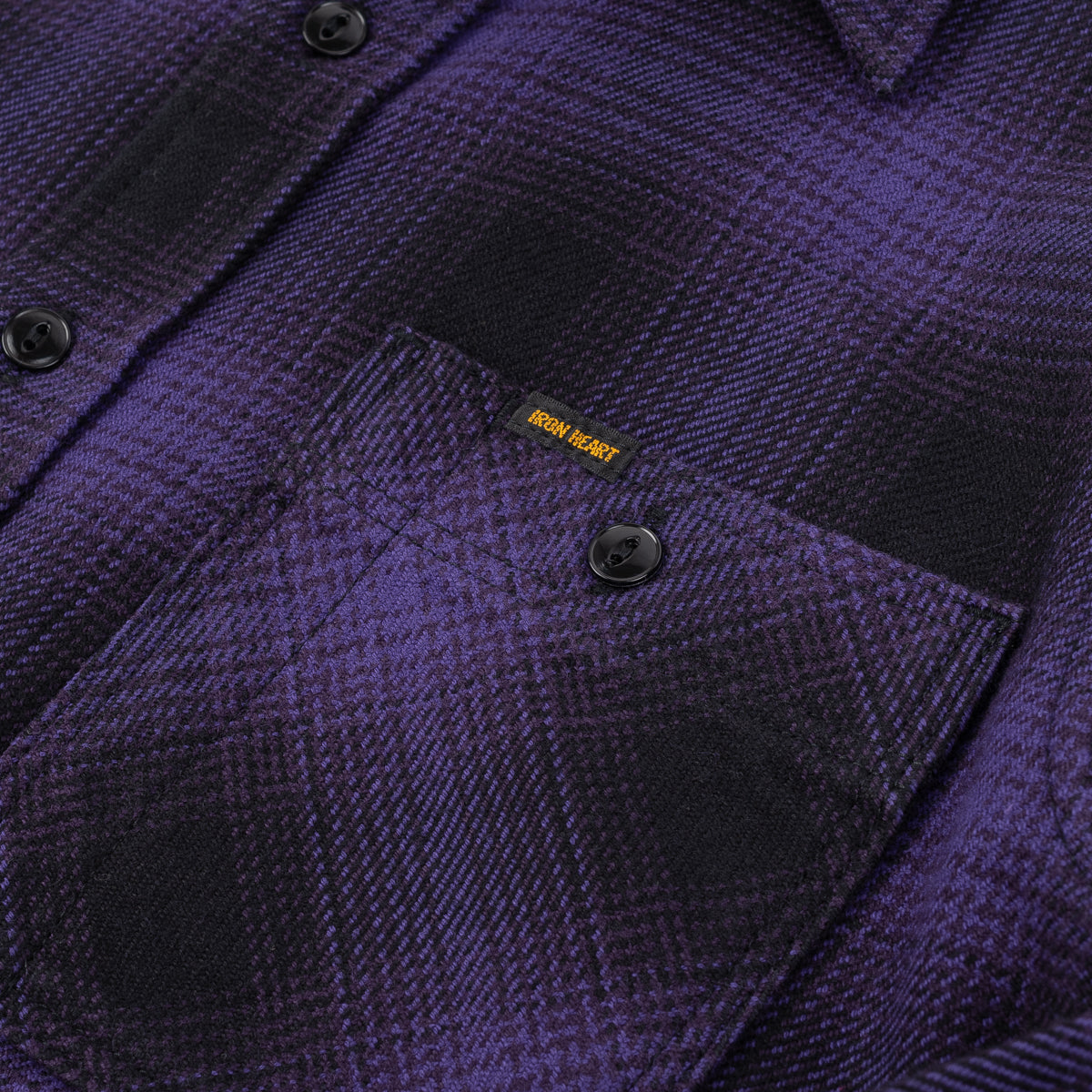 IHSH-265-PUR - Ultra Heavy Flannel Ombré Check Work Shirt - Purple/Black