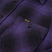 IHSH-265-PUR - Ultra Heavy Flannel Ombré Check Work Shirt - Purple/Black