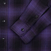 IHSH-265-PUR - Ultra Heavy Flannel Ombré Check Work Shirt - Purple/Black
