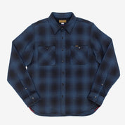 IHSH-265-NAV- Ultra Heavy Flannel Ombré Check Work Shirt - Navy/Black