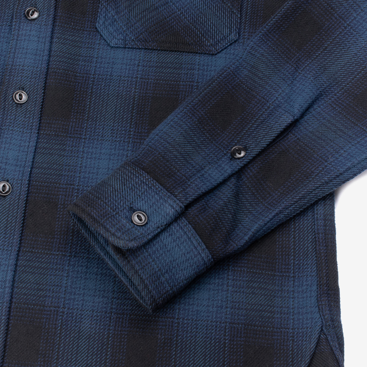 IHSH-265-NAV- Ultra Heavy Flannel Ombré Check Work Shirt - Navy/Black