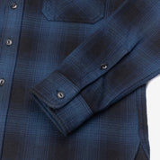 IHSH-265-NAV- Ultra Heavy Flannel Ombré Check Work Shirt - Navy/Black
