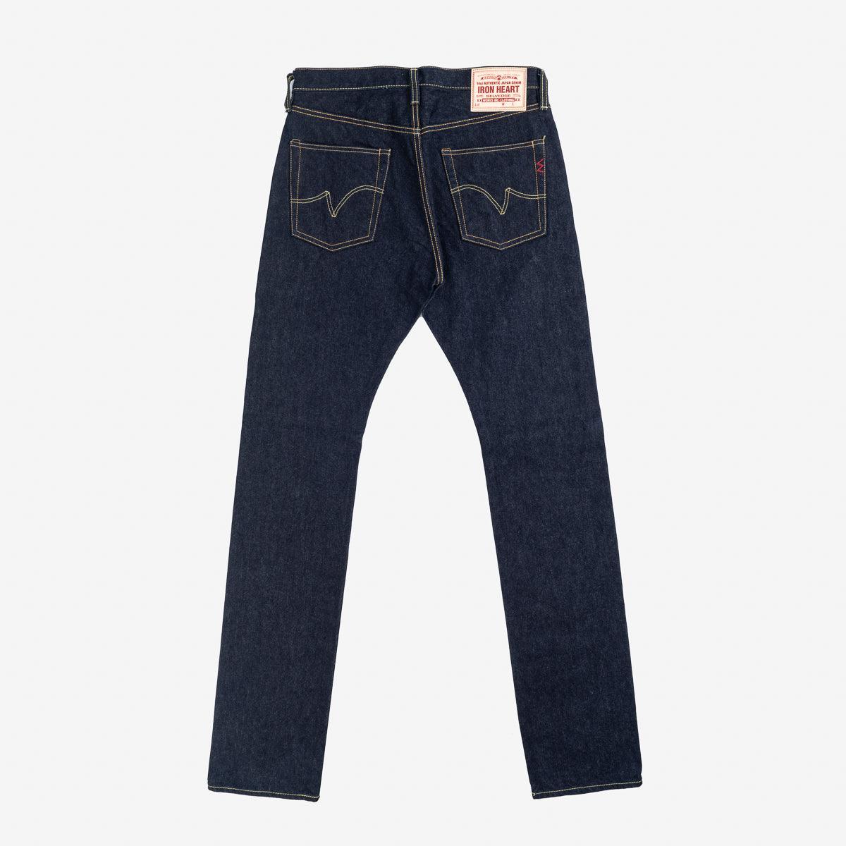 Image showing the IH-555SBR-14 - 14oz Broken Twill Selvedge Denim Super Slim Cut Jeans - Indigo which is a Jeans described by the following info 555, Bottoms, Iron Heart, Jeans, Released, Slim and sold on the IRON HEART GERMANY online store