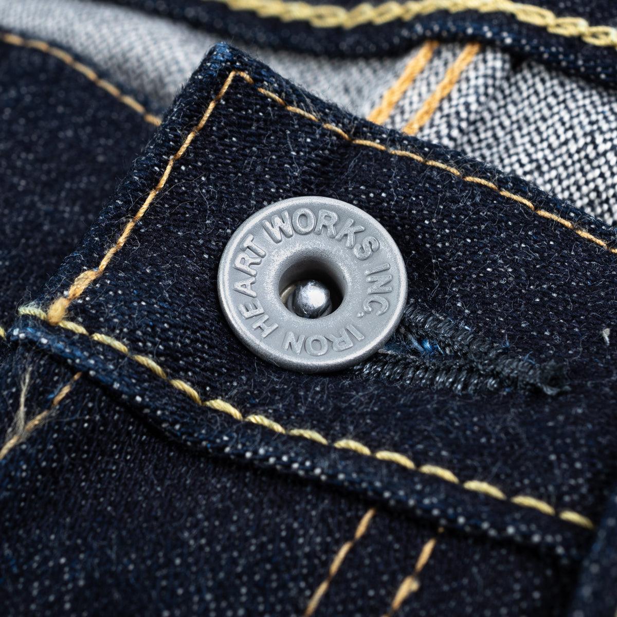 Image showing the IH-555SBR-14 - 14oz Broken Twill Selvedge Denim Super Slim Cut Jeans - Indigo which is a Jeans described by the following info 555, Bottoms, Iron Heart, Jeans, Released, Slim and sold on the IRON HEART GERMANY online store