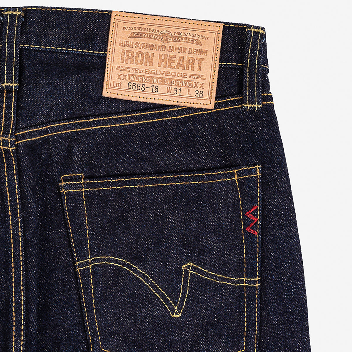 IH-666S-18 - 18oz Vintage Selvedge Denim Slim Straight Cut Jeans - Indigo