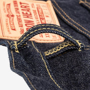 Image showing the IH-888S-142 - 14oz Selvedge Denim Medium/High Rise Tapered Cut Jeans - Indigo which is a Jeans described by the following info 888, Bottoms, Iron Heart, Jeans, Released, Tappered and sold on the IRON HEART GERMANY online store