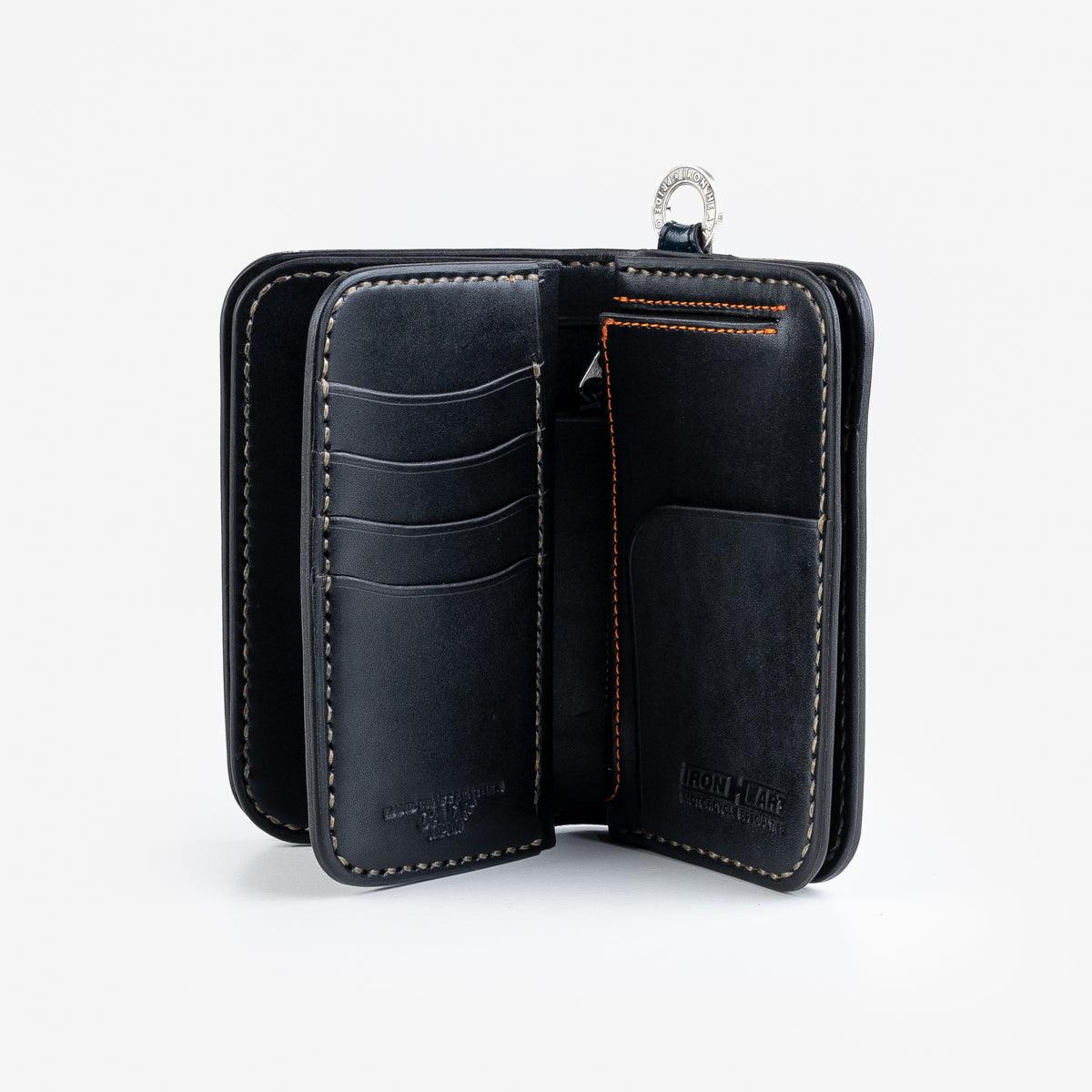 Image showing the IHG-02-NAV - Medium Shell Cordovan Wallet - Navy Blue which is a WALLETS AND CHAINS described by the following info Accessories, Iron Heart, Released, WALLETS AND CHAINS and sold on the IRON HEART GERMANY online store