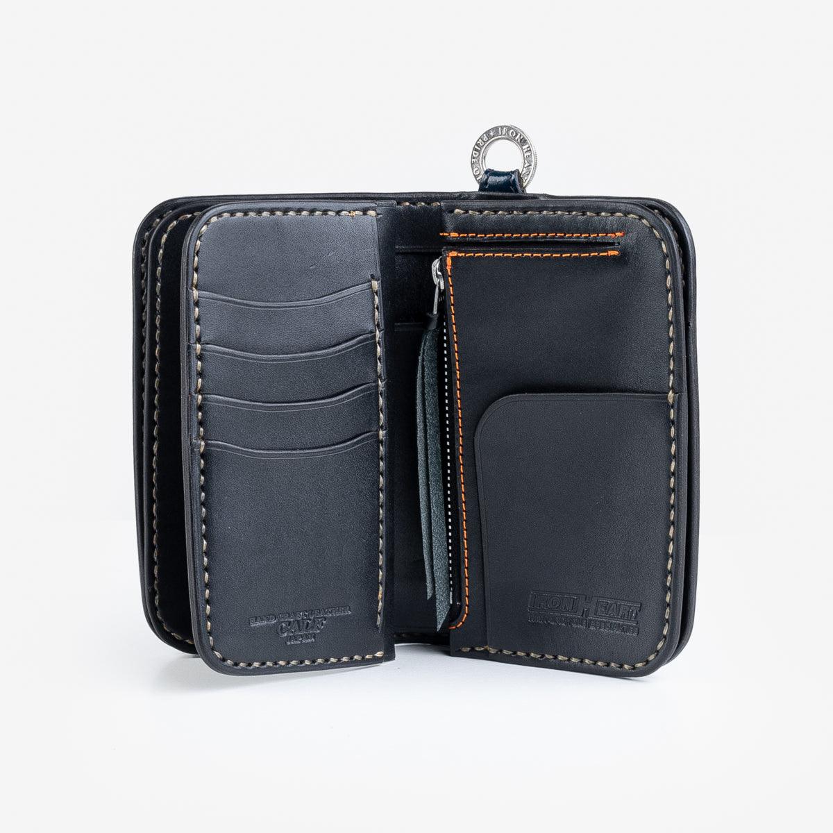Image showing the IHG-02-NAV - Medium Shell Cordovan Wallet - Navy Blue which is a WALLETS AND CHAINS described by the following info Accessories, Iron Heart, Released, WALLETS AND CHAINS and sold on the IRON HEART GERMANY online store