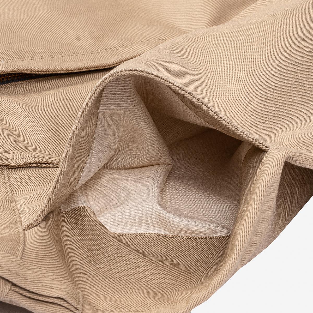 9oz Mercerised Selvedge Cotton Chinos - Khaki