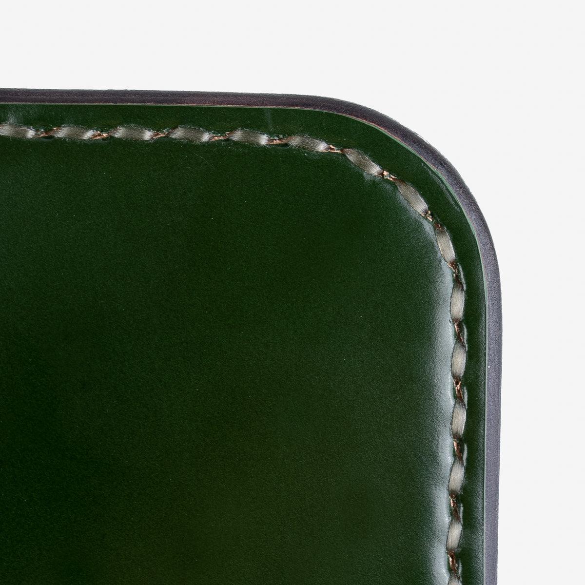 Image showing the IHG-02-GRN - Medium Shell Cordovan Wallet - Green which is a WALLETS AND CHAINS described by the following info Accessories, Iron Heart, Released, WALLETS AND CHAINS and sold on the IRON HEART GERMANY online store
