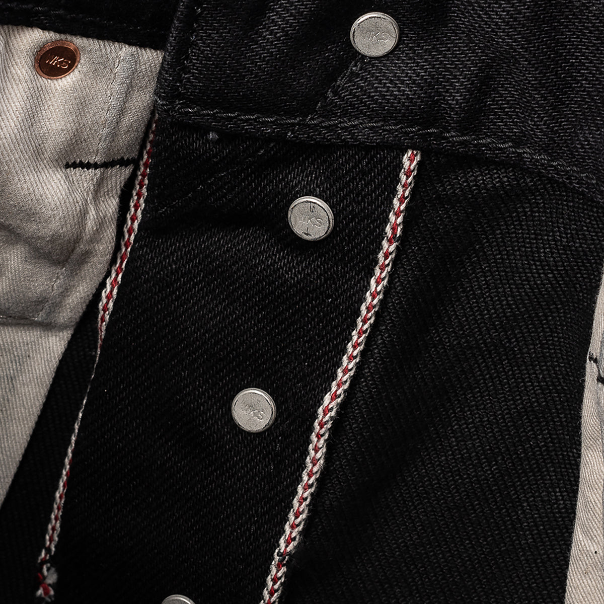 IH-555S-SBG - 21oz Selvedge Denim Slim Cut Jeans - Superblack (Fades To Grey)
