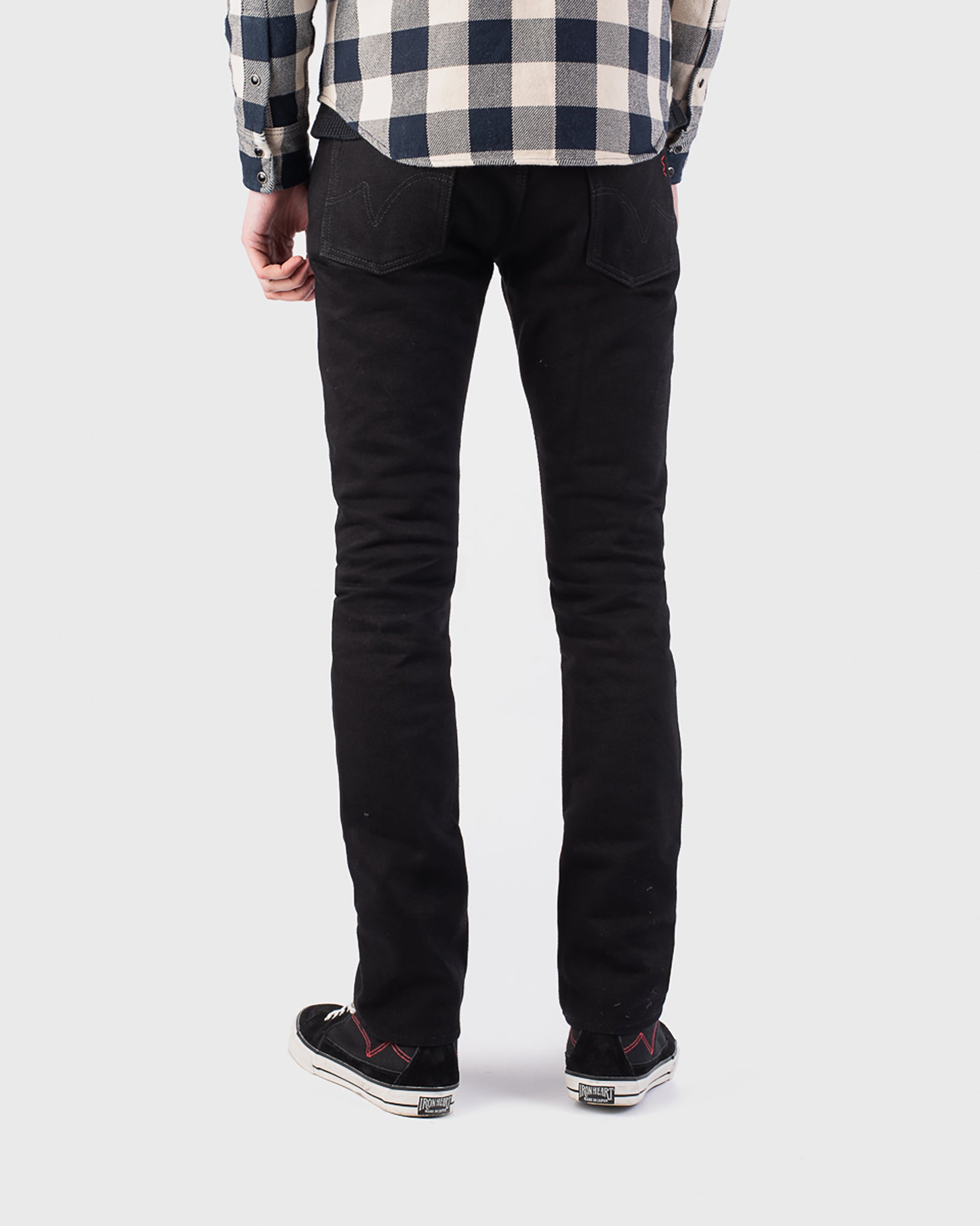 IH-555S-SBG - 21oz Selvedge Denim Slim Cut Jeans - Superblack (Fades To Grey)