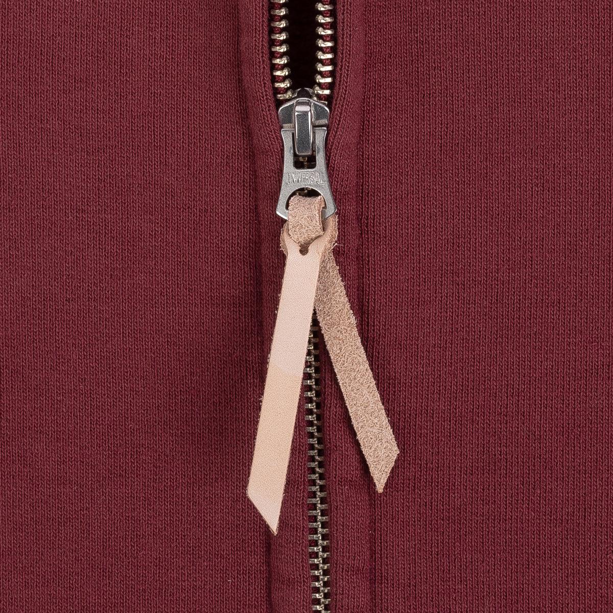 14oz Ultra Heavyweight Loopwheel Cotton Zip Up Hoodie - Burgundy