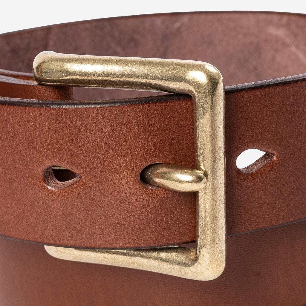 Image showing the IHB-10-BRN - Heavy Duty "Tochigi" Leather Belt - Brown which is a Belts described by the following info Accessories, Belts, Iron Heart, Released and sold on the IRON HEART GERMANY online store