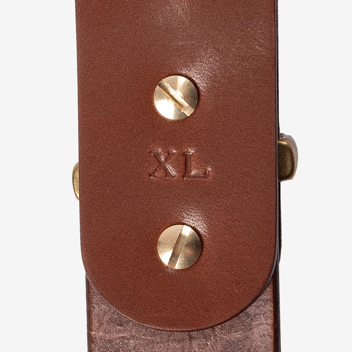 Image showing the IHB-10-BRN - Heavy Duty "Tochigi" Leather Belt - Brown which is a Belts described by the following info Accessories, Belts, Iron Heart, Released and sold on the IRON HEART GERMANY online store