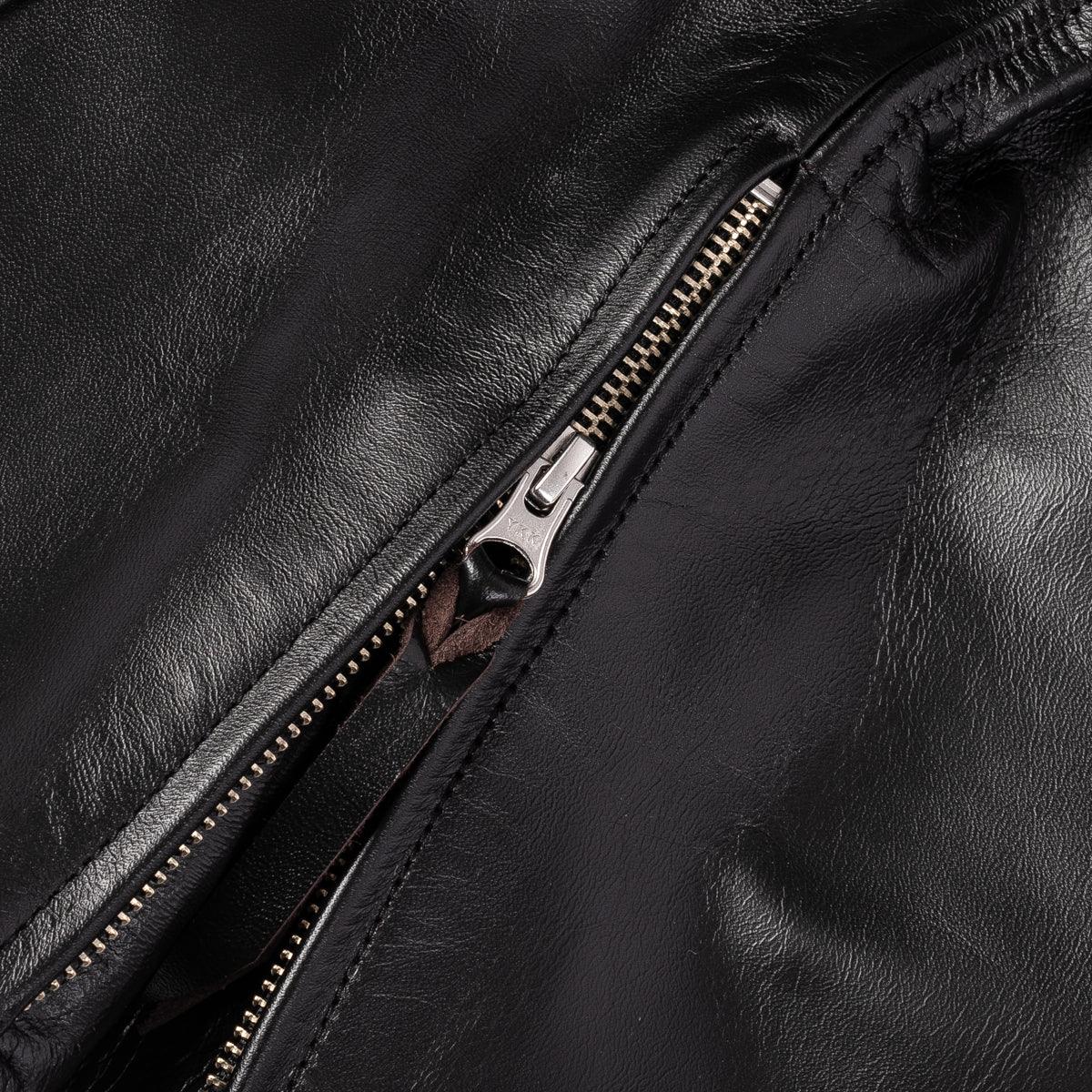 Image showing the IHJ-35-BLK -Japanese Horsehide Rider’s Jacket - Black (Tea-Core Dyed) which is a LEATHER JACKETS described by the following info Iron Heart, LEATHER JACKETS, Tops and sold on the IRON HEART GERMANY online store