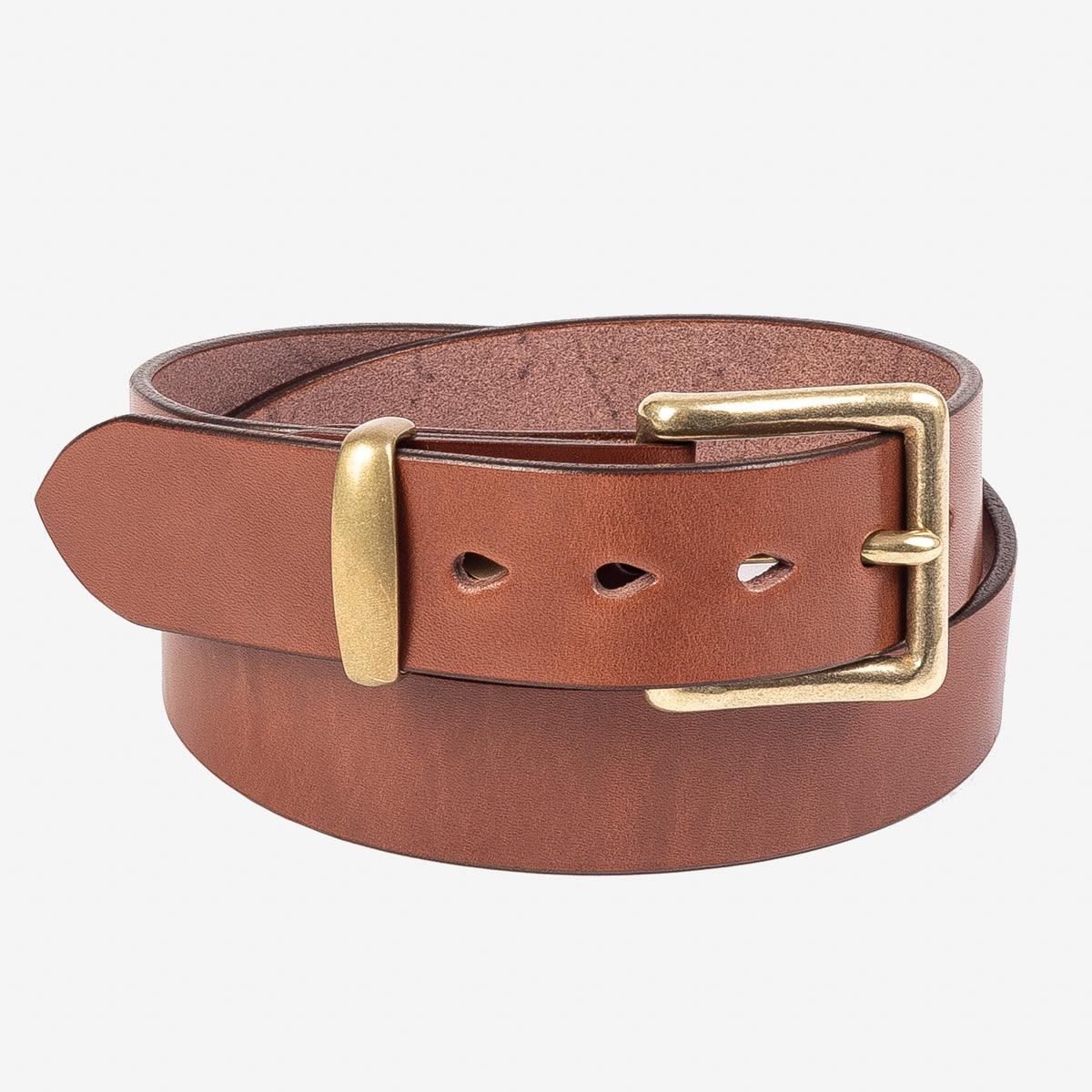 Image showing the IHB-10-BRN - Heavy Duty "Tochigi" Leather Belt - Brown which is a Belts described by the following info Accessories, Belts, Iron Heart, Released and sold on the IRON HEART GERMANY online store