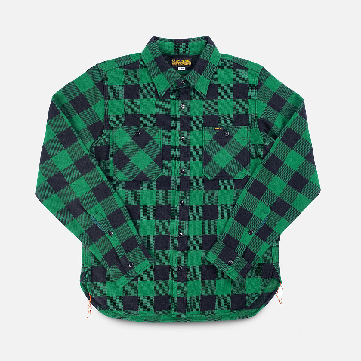 IHSH-468-GRN - FW-26 - Ultra Heavy Flannel Buffalo Check Work Shirt - Green
