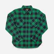 IHSH-468-GRN - FW-26 - Ultra Heavy Flannel Buffalo Check Work Shirt - Green