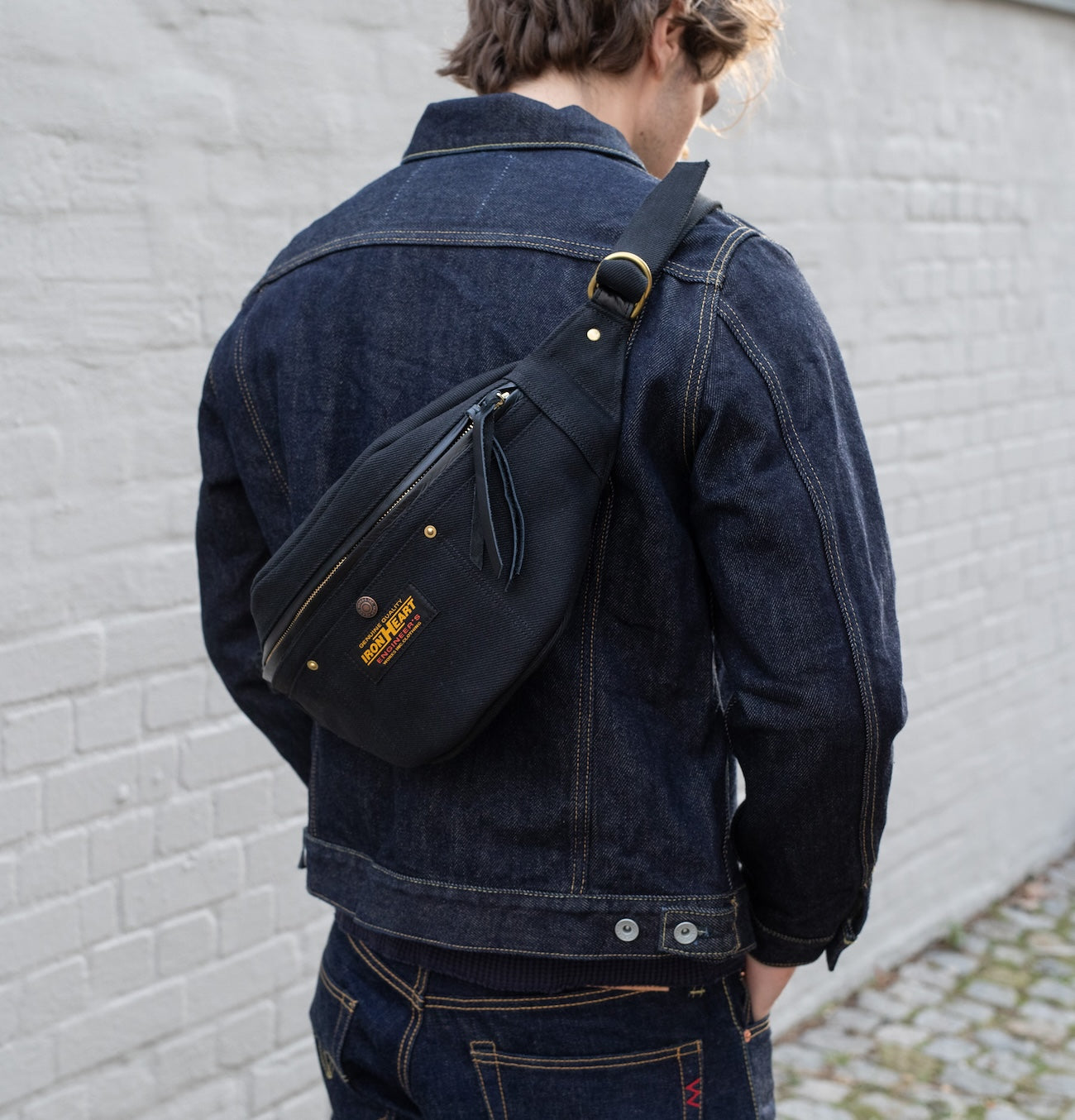 IHE-37-BLK - 21oz Denim Waist Bag - Superblack