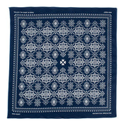 Image showing the IHG-052-IND - Iron Heart “Bell” Print Bandana - Indigo which is a Others described by the following info Accessories, Iron Heart, Others, Released and sold on the IRON HEART GERMANY online store