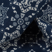 Image showing the IHG-052-IND - Iron Heart “Bell” Print Bandana - Indigo which is a Others described by the following info Accessories, Iron Heart, Others, Released and sold on the IRON HEART GERMANY online store