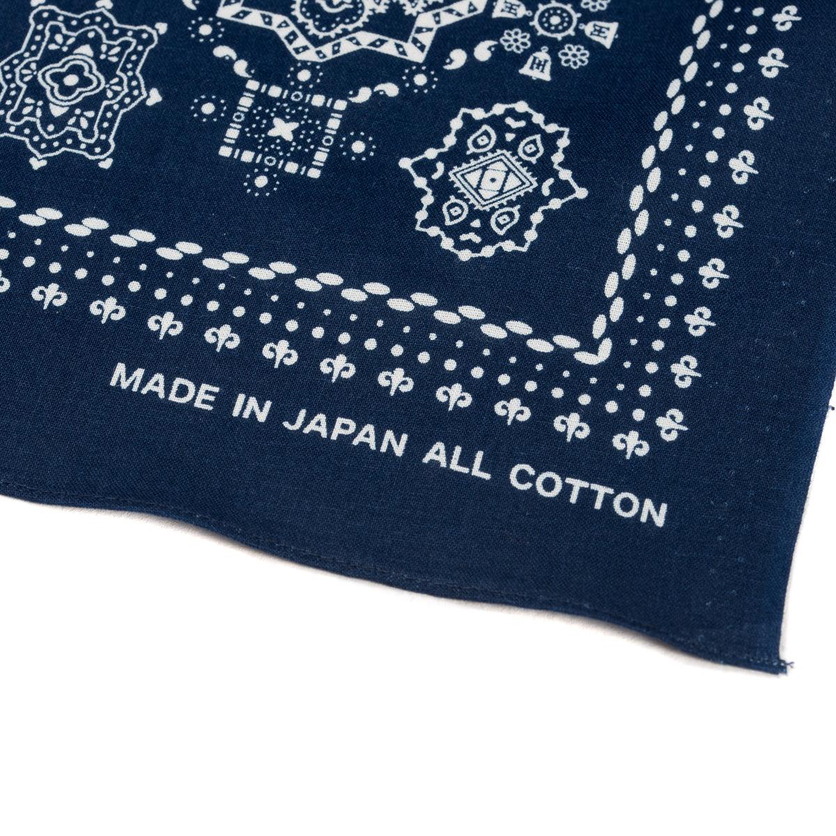 Image showing the IHG-052-IND - Iron Heart “Bell” Print Bandana - Indigo which is a Others described by the following info Accessories, Iron Heart, Others, Released and sold on the IRON HEART GERMANY online store