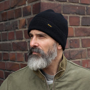 IHG-080-BLK - Wool Ribbed Beanie - Black