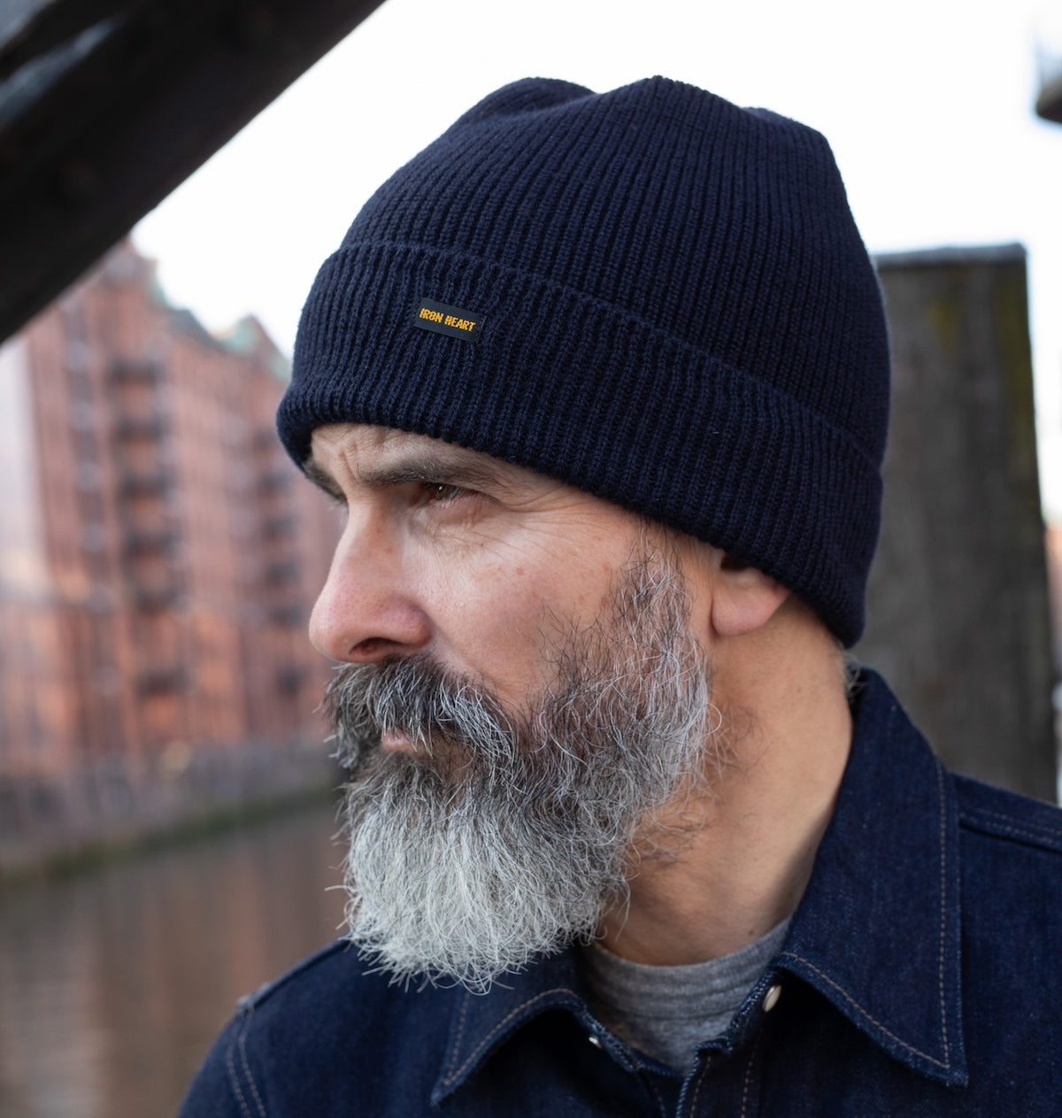 IHG-080-NAV - Wool Ribbed Beanie - Navy