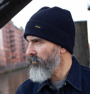 IHG-080-NAV - Wool Ribbed Beanie - Navy