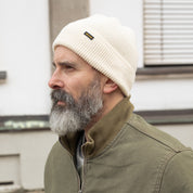 IHG-080-WHT - Wool Ribbed Beanie - White
