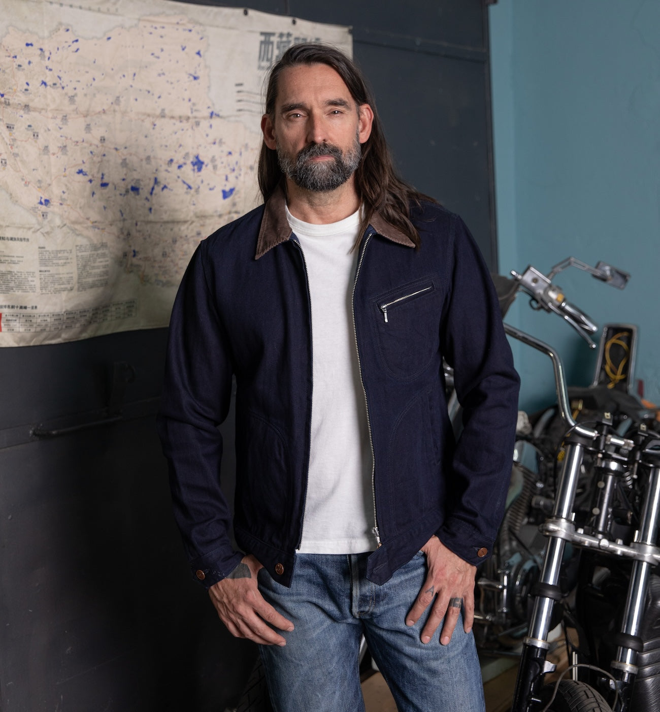 IHJ-143-IND - 12oz Kersey Work Jacket - Indigo Black