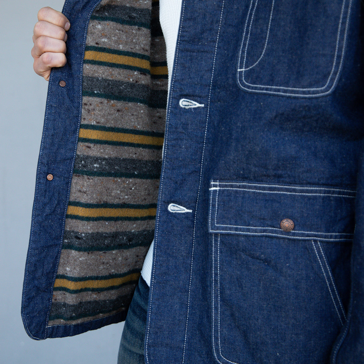 IHJ-149-IND - 10oz Selvedge Denim Blanket Lined Chore Jacket