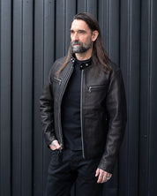 IHJ-172-BLK - FW26 - Waterproof Coated Leather Rider’s Jacket - Black