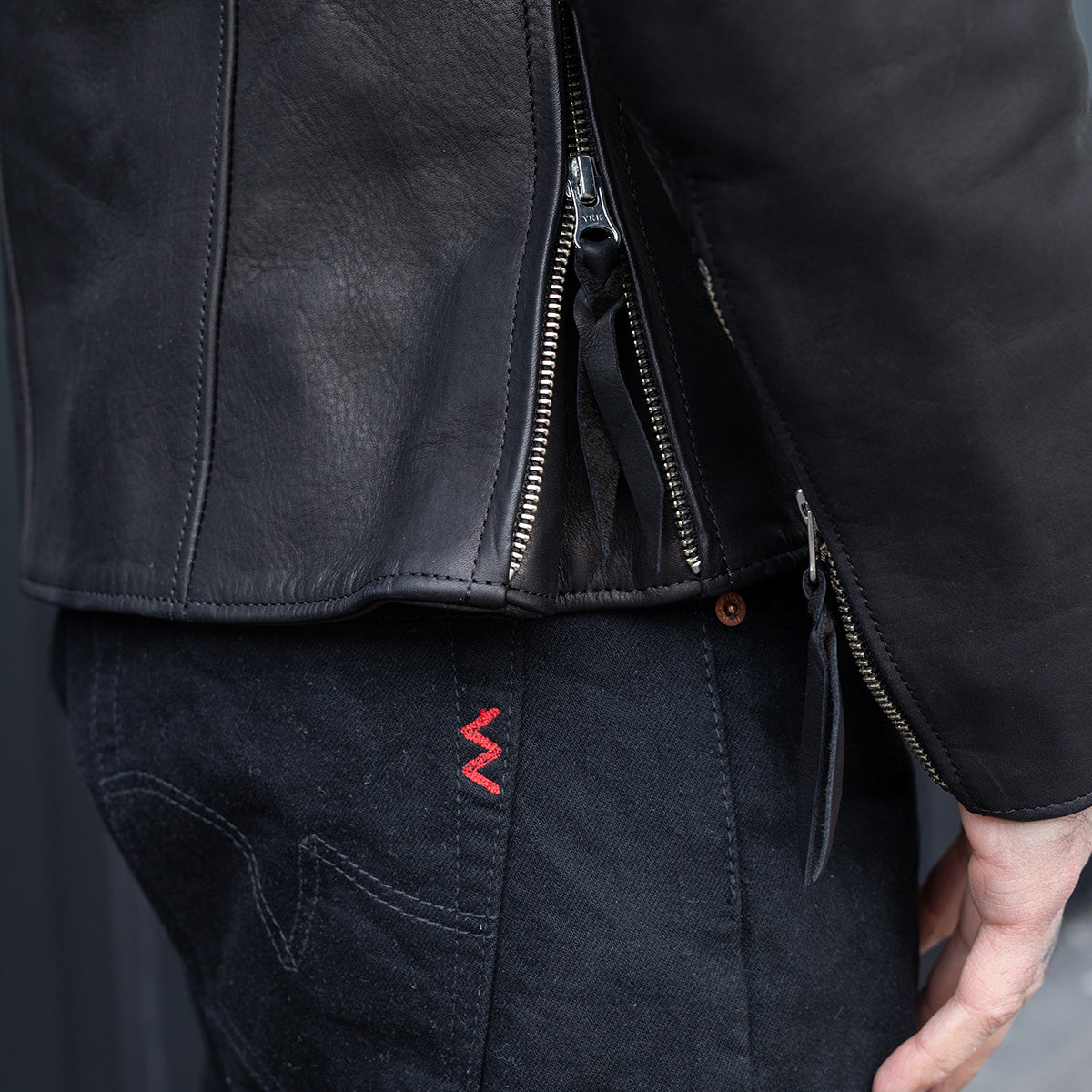 IHJ-172-BLK - FW26 - Waterproof Coated Leather Rider’s Jacket - Black