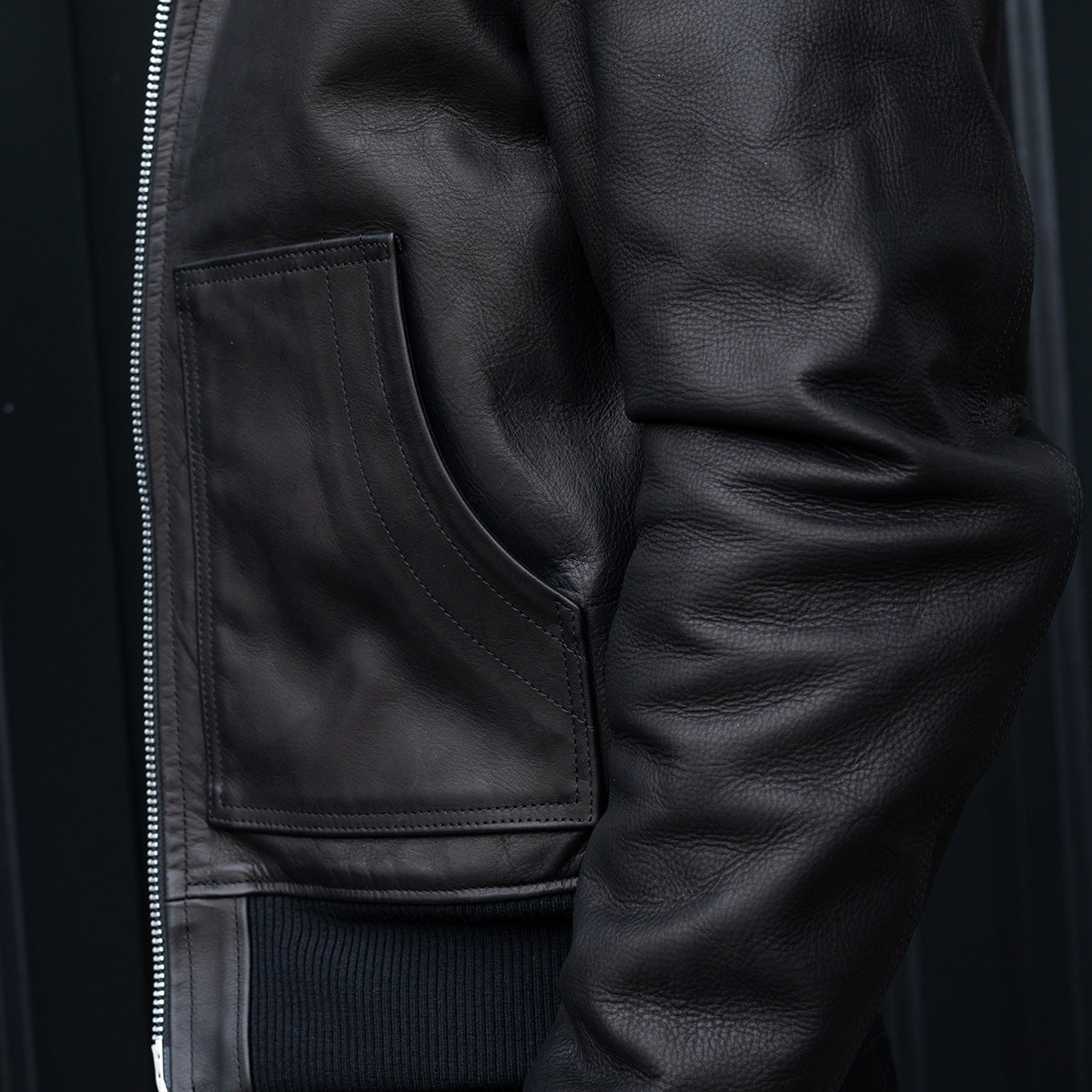 IHJ-173-BLK - FW26 - Waterproof Coated Leather Hooded Jacket - Black