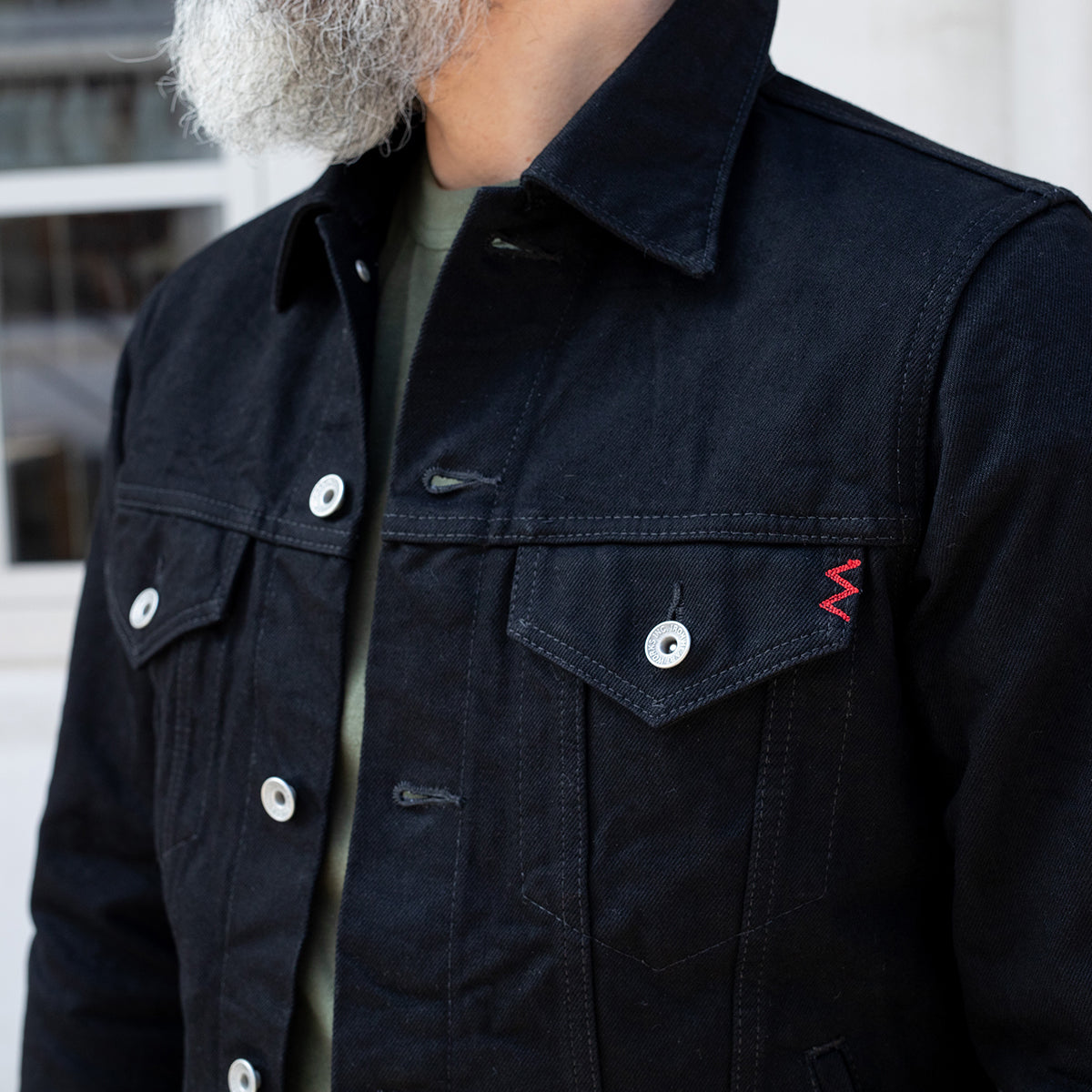 IHJ-86-BLK - 14oz Selvedge Denim Modified Type III Jacket - Black/Black