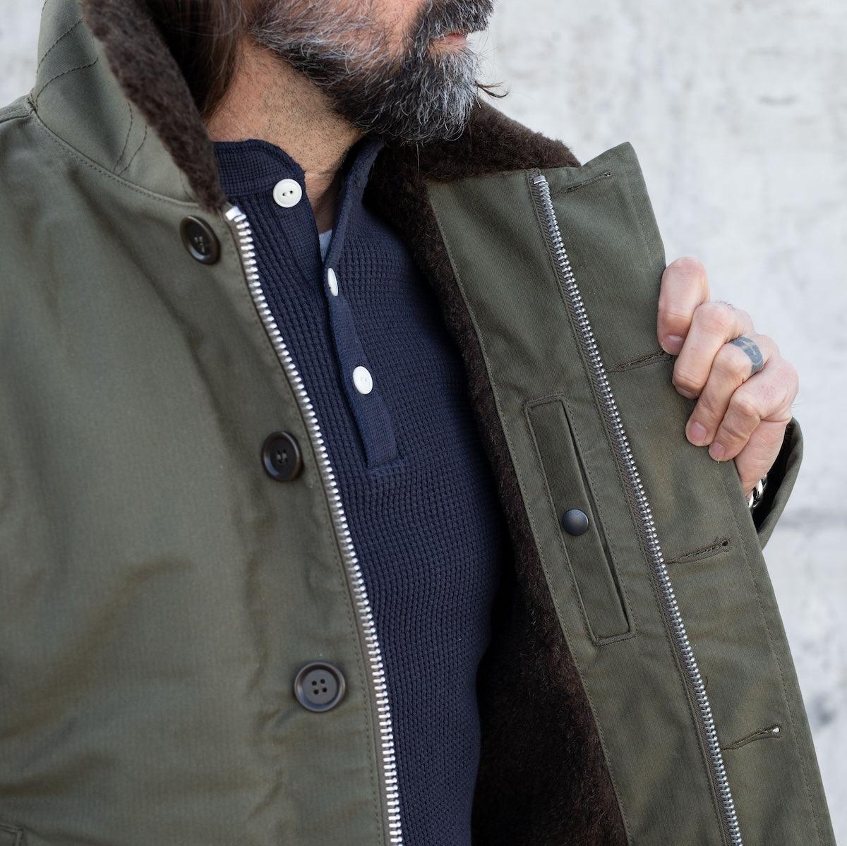 IHM-37-GRN - Oiled Whipcord N1 Deck Jacket - Army Green